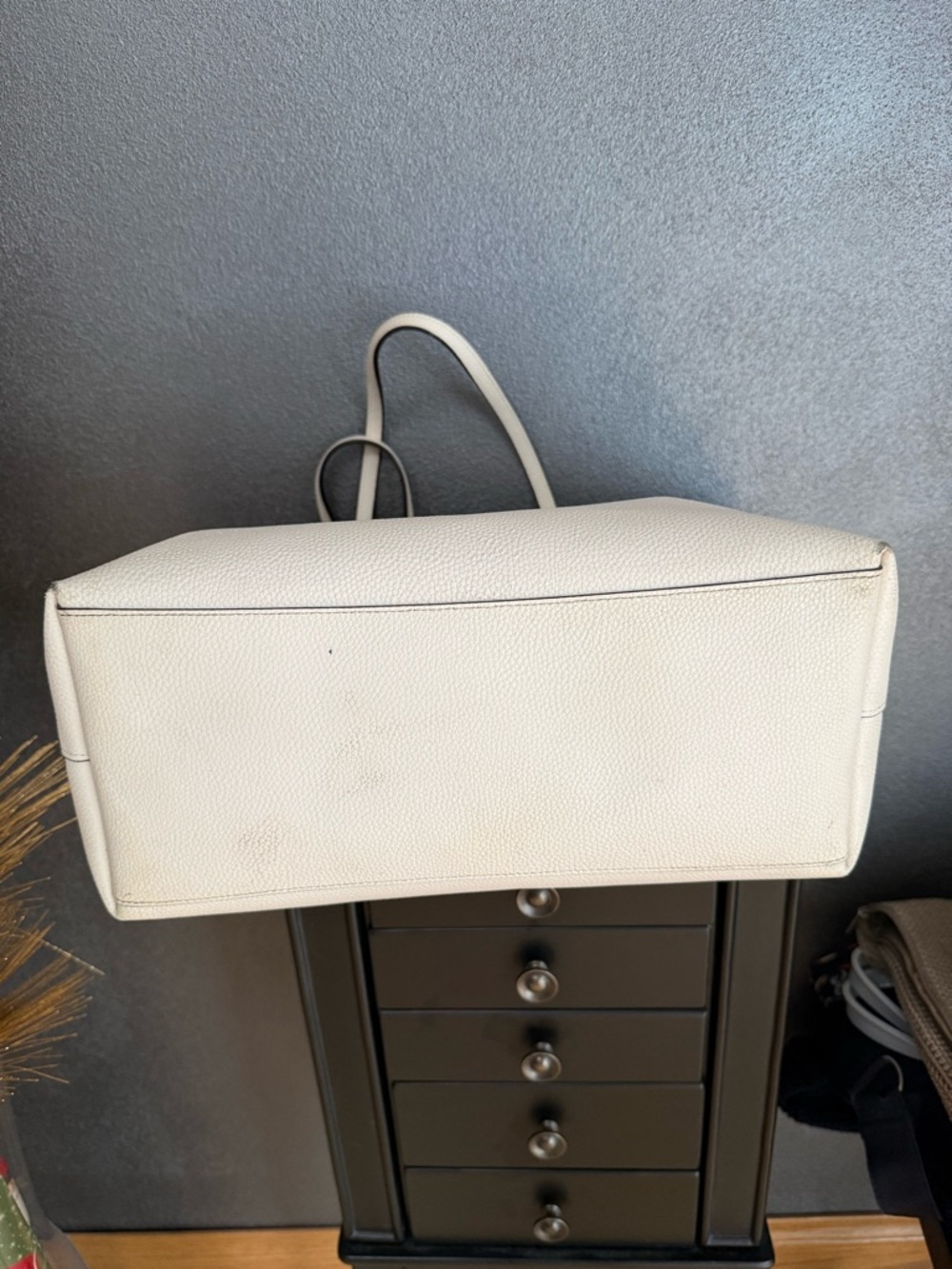 Coach Ivory Pebbled Leather Double-Handle Tote with Gold Logo - Picture 6 of 10